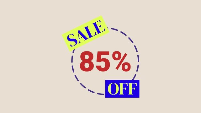 Extreme sale motion graphic displaying eighty five percent off discount for flash sale and clearance promotions