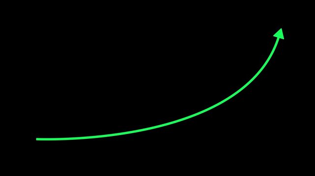 A minimalist graphic of a solid red arrow curving upward against a solid black background. The clean, high-contrast design symbolizes growth, success,