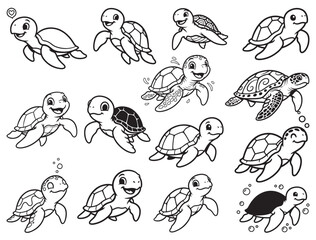 Naklejka premium COOL SEA TURTLE SILHOUETTE