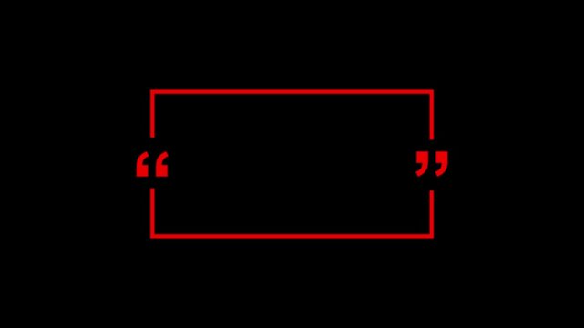 A minimalist black-and-white quote template. Featuring a bold white rectangular frame with large quotation marks on a solid black background. Clean, modern