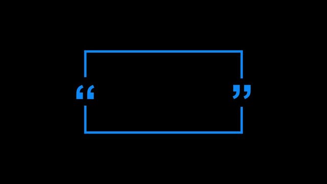 A minimalist black-and-white quote template. Featuring a bold white rectangular frame with large quotation marks on a solid black background. Clean, modern