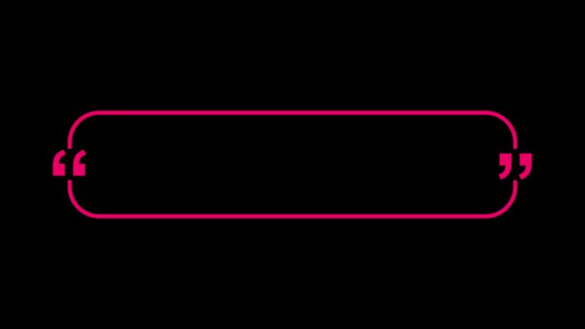 A modern, minimalist quote template featuring a vibrant pink pill-shaped or capsule frame on a solid black background. The elongated rounded rectangle is accented with bold pink quotation marks 