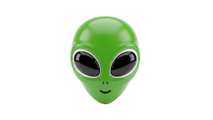 Green Alien Head with Large Black Eyes