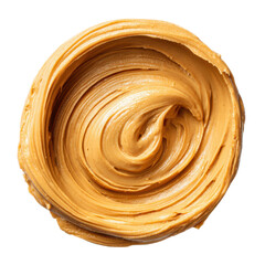 Fototapeta premium Swirl of creamy peanut butter texture isolated on black background spread smooth