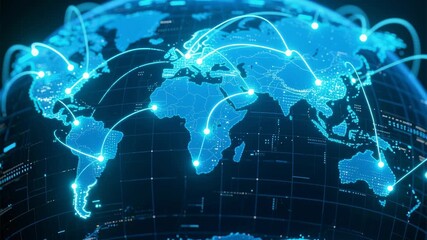 Global delivery logistics center technology connects continents transportation distribution goods e commerce automobile network efficient worldwide advanced routes loading