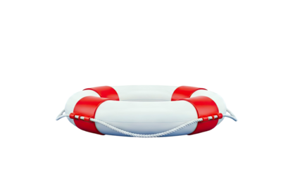 Lifebuoy with Red Stripes and Rope