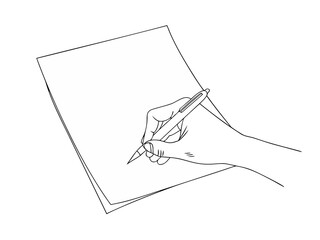 Minimal Line Drawing of Writing Hand illustration