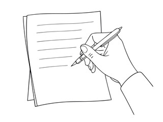 Simple Outline Hand Holding Pen one line art