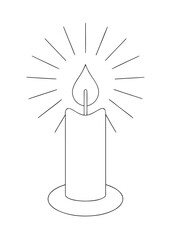 Decorative Candle Sketch on Holder on white background