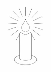 Hand Drawn Candle with Light Rays