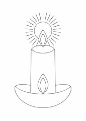 Minimal Candle one Line Art Illustration 