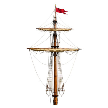 Ship Mast with Sails Isolated