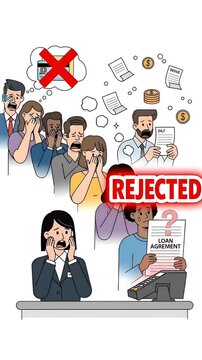 Business Rejection Loan Application Sad Crowd People Worry