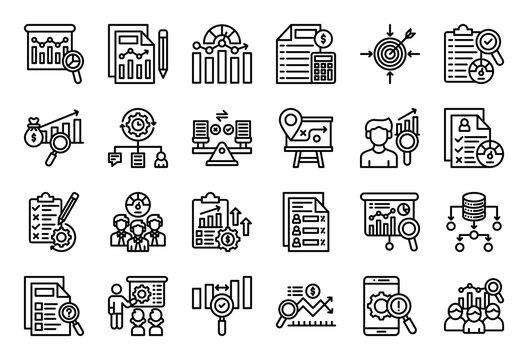 Project Evaluation Icon Collection Set. Clean Outline Icon Vector Illustration.