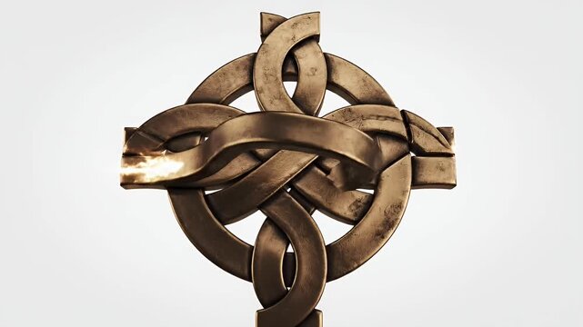 Celtic Knot Bronze Cross Fiery Energy Loop
