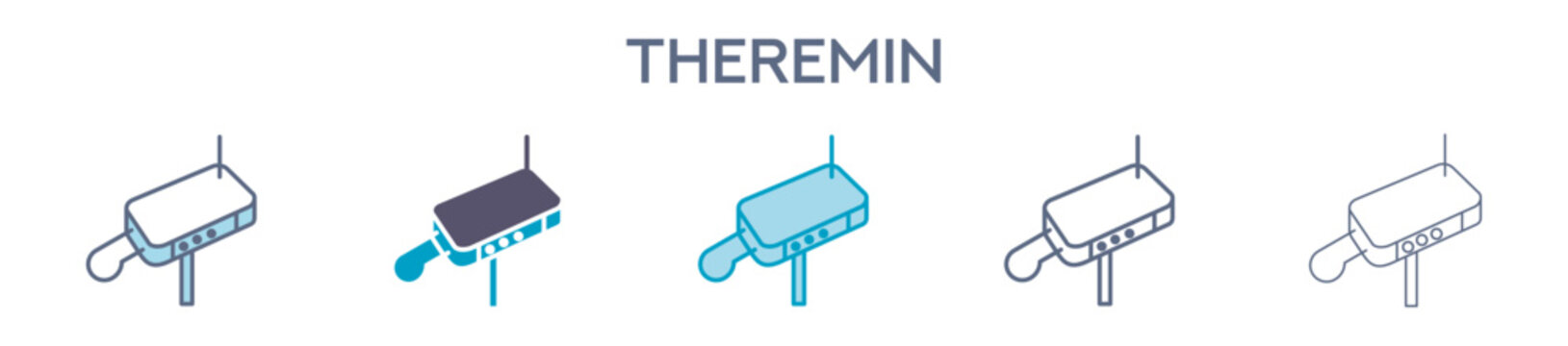 Theremin Element For Design Graphic - Multi Styles. Vector Illustration Of Two Colored And Black. Multiple Icons Designs Can Be Used For Mobile, Ui, Web 