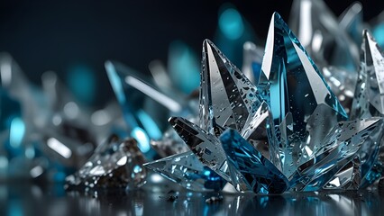 Futuristic abstract crystal texture with cool blue tones and luxury feel