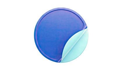 Blue circular sticker peeling off