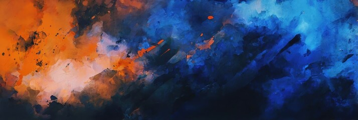 Obraz premium Royal blue and orange vibrant grunge textures for sports themed poster and web banner design, extreme visual