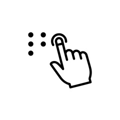 Obraz premium Single fingertip touching Braille block icon. Modern linear design representing accessibility, education, and inclusive communication