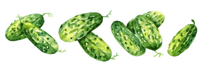 Fresh cucumbers with transparent background food illustration nature scene