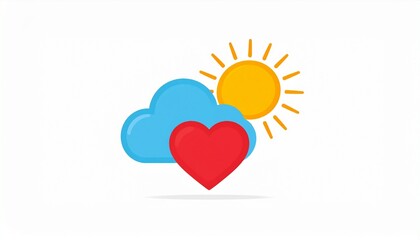 Colorful heart and clouds with bright sunrise for love and hope concept