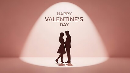 Obraz premium Romantic valentine's day couple silhouettes in loving spotlight