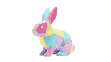 Geometric Bunny Sculpture with Pastel Colors
