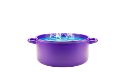 Purple Pot with Boiling Water and Steam