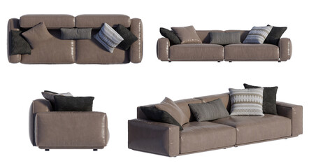 3D render of a sofa on a transparent background