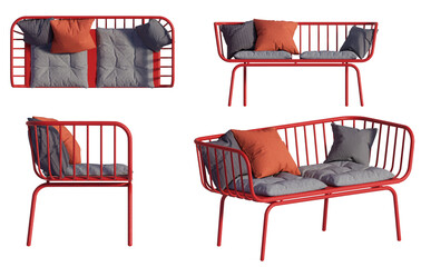 3D render of a sofa on a transparent background