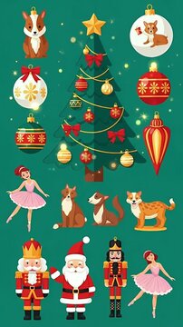 Charming Pixel Art Christmas Characters And Tree Festive Scene