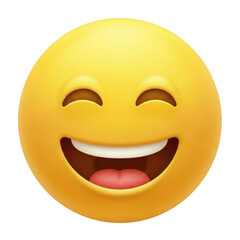 Fototapeta premium Laughing emoji face isolated on transparent background