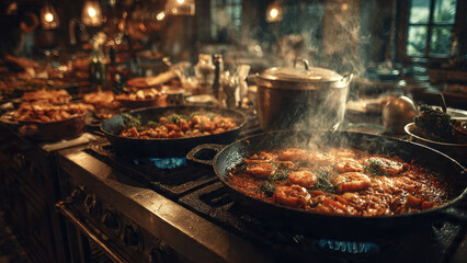 cooking in the kitchen