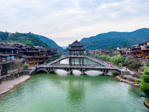 Aerial Panorama Of Fenghuang Ancient Town