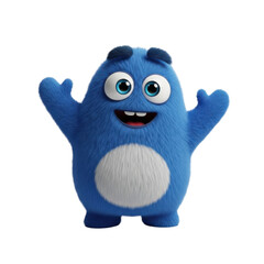 Obraz premium Blue furry monster character isolated on transparent background
