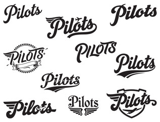 Obraz premium PILOTS TYPOGRAPHY SILHOUETTE.