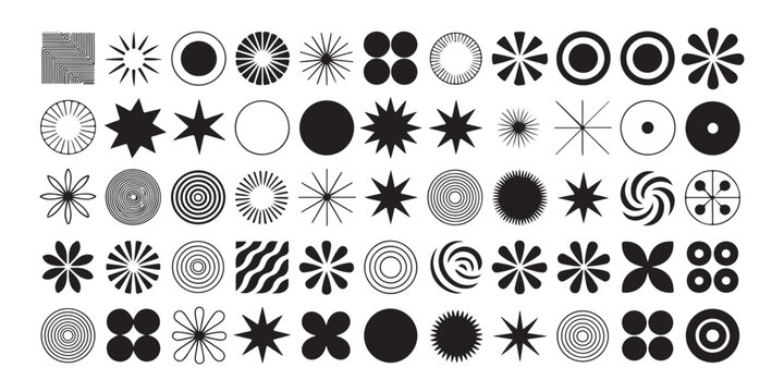 Set of abstract geometric shapes. brutalism vector design elements. swiss geometry forms. new modernism figures