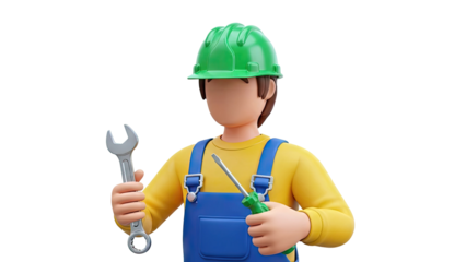 3D Cartoon Mechanic Character with Tools