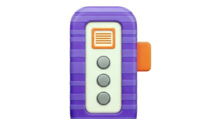 3D Render of a Purple and Orange Abstract Device with Buttons