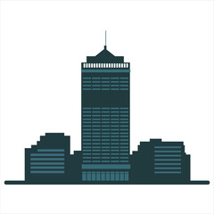 Obraz premium Flat vector illustration of a generic building icon logo in black and white. 