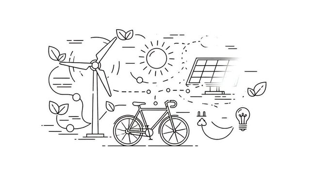 Clean Energy And Sustainable Lifestyle Icons Motion Graphic