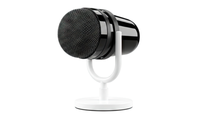 Modern Black and White Condenser Microphone on Stand
