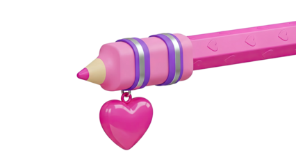 Pink Pencil with Heart Charm