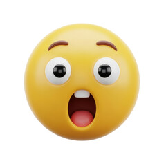 Fototapeta premium Surprised emoji face isolated on transparent background