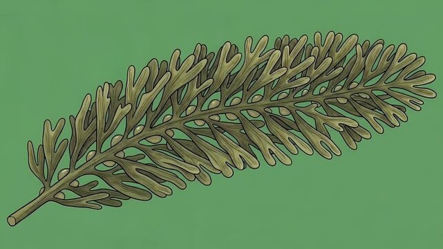Close Up Green Pine Needle Branch Detailed Texture Isolated Green Background