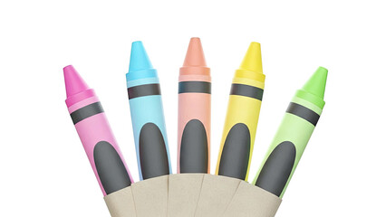 Colorful Crayons Arranged in a Fan Shape