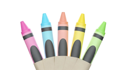 Colorful Crayons Arranged in a Fan Shape