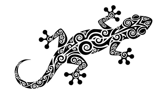 vintage lizard Polynesian tribal tattoo design
