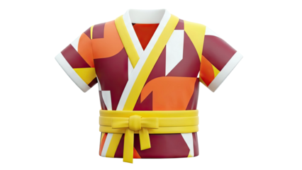 3D Render of a Kimono with Abstract Geometric Pattern